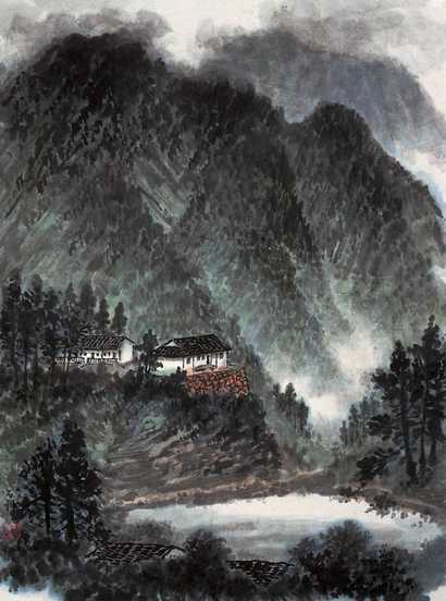 杨石朗  山水 镜心